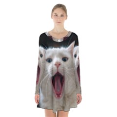 Wow Kitty Cat From Fonebook Long Sleeve Velvet V-neck Dress by 2853937