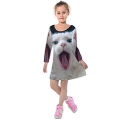 Wow Kitty Cat From Fonebook Kids  Long Sleeve Velvet Dress by 2853937