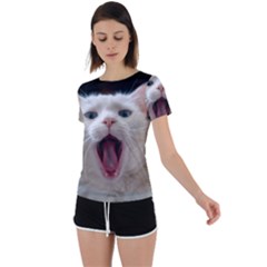 Wow Kitty Cat From Fonebook Back Circle Cutout Sports Tee by 2853937