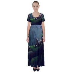 Wooden Child Resting On A Tree From Fonebook High Waist Short Sleeve Maxi Dress by 2853937