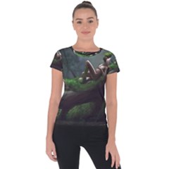 Wooden Child Resting On A Tree From Fonebook Short Sleeve Sports Top  by 2853937