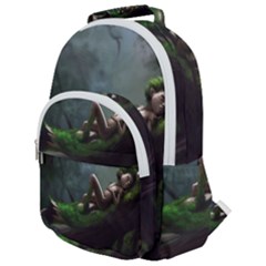 Wooden Child Resting On A Tree From Fonebook Rounded Multi Pocket Backpack by 2853937