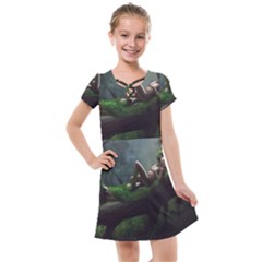 Wooden Child Resting On A Tree From Fonebook Kids  Cross Web Dress by 2853937