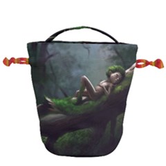 Wooden Child Resting On A Tree From Fonebook Drawstring Bucket Bag by 2853937