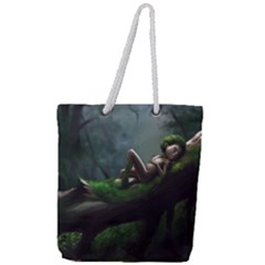 Wooden Child Resting On A Tree From Fonebook Full Print Rope Handle Tote (large) by 2853937