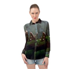 Wooden Child Resting On A Tree From Fonebook Long Sleeve Chiffon Shirt
