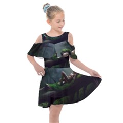 Wooden Child Resting On A Tree From Fonebook Kids  Shoulder Cutout Chiffon Dress by 2853937