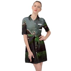 Wooden Child Resting On A Tree From Fonebook Belted Shirt Dress by 2853937