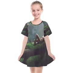 Wooden Child Resting On A Tree From Fonebook Kids  Smock Dress by 2853937