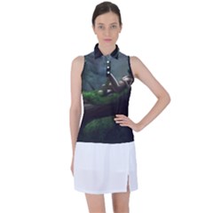 Wooden Child Resting On A Tree From Fonebook Women s Sleeveless Polo Tee by 2853937