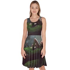 Wooden Child Resting On A Tree From Fonebook Knee Length Skater Dress With Pockets by 2853937