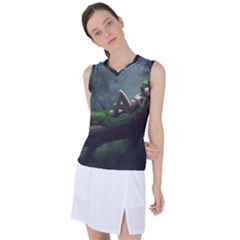 Wooden Child Resting On A Tree From Fonebook Women s Sleeveless Sports Top