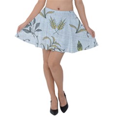 Blue Botanical Plants Velvet Skater Skirt by Abe731