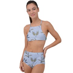 Blue Botanical Plants High Waist Tankini Set by Abe731