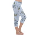 Blue Botanical Plants Lightweight Velour Capri Yoga Leggings View3