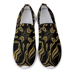 Black And Orange Geometric Design Women s Slip On Sneakers by dflcprintsclothing