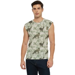 Botanical Cats Pattern Men s Raglan Cap Sleeve Tee