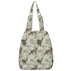Botanical Cats Pattern Center Zip Backpack