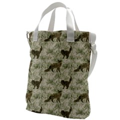 Botanical Cats Pattern Canvas Messenger Bag