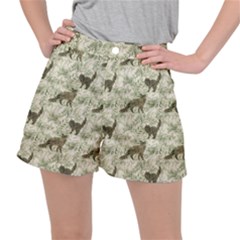 Botanical Cats Pattern Ripstop Shorts