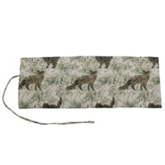 Botanical Cats Pattern Roll Up Canvas Pencil Holder (S)