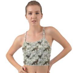 Botanical Cats Pattern Mini Tank Bikini Top