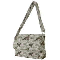 Botanical Cats Pattern Full Print Messenger Bag (L)