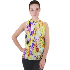 Sequins And Pins Mock Neck Chiffon Sleeveless Top by essentialimage