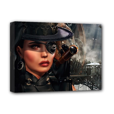Steampunk Spy Lady Deluxe Canvas 16  X 12  (stretched)  by 2853937