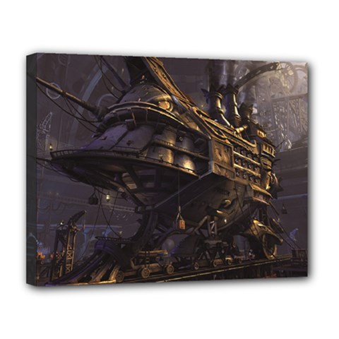 Steampunk Ship Canvas 14  X 11  (stretched) by 2853937