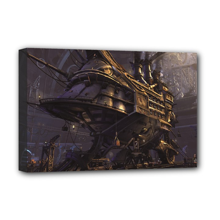 Steampunk Ship Deluxe Canvas 18  x 12  (Stretched)