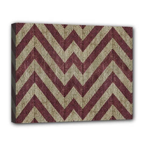 Vintage Grunge Geometric Chevron Pattern Canvas 14  x 11  (Stretched)