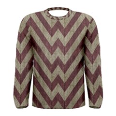 Vintage Grunge Geometric Chevron Pattern Men s Long Sleeve Tee