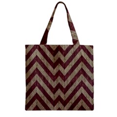 Vintage Grunge Geometric Chevron Pattern Zipper Grocery Tote Bag