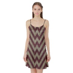 Vintage Grunge Geometric Chevron Pattern Satin Night Slip