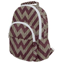 Vintage Grunge Geometric Chevron Pattern Rounded Multi Pocket Backpack