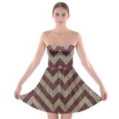 Vintage Grunge Geometric Chevron Pattern Strapless Bra Top Dress