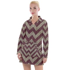 Vintage Grunge Geometric Chevron Pattern Women s Long Sleeve Casual Dress