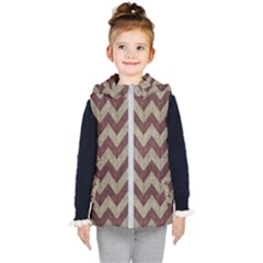 Vintage Grunge Geometric Chevron Pattern Kids  Hooded Puffer Vest