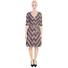 Vintage Grunge Geometric Chevron Pattern Wrap Up Cocktail Dress