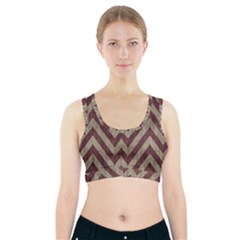 Vintage Grunge Geometric Chevron Pattern Sports Bra With Pocket