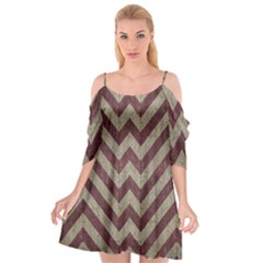 Vintage Grunge Geometric Chevron Pattern Cutout Spaghetti Strap Chiffon Dress