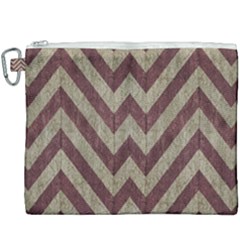 Vintage Grunge Geometric Chevron Pattern Canvas Cosmetic Bag (XXXL)