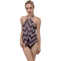 Vintage Grunge Geometric Chevron Pattern Go With The Flow One Piece Swimsuit by dflcprintsclothing