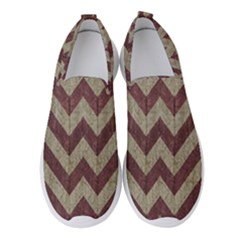 Vintage Grunge Geometric Chevron Pattern Women s Slip On Sneakers by dflcprintsclothing