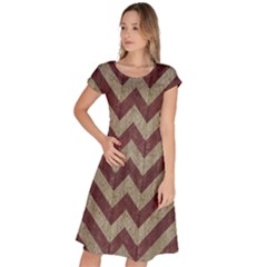 Vintage Grunge Geometric Chevron Pattern Classic Short Sleeve Dress by dflcprintsclothing