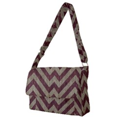 Vintage Grunge Geometric Chevron Pattern Full Print Messenger Bag (L)