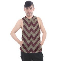 Vintage Grunge Geometric Chevron Pattern Men s Sleeveless Hoodie