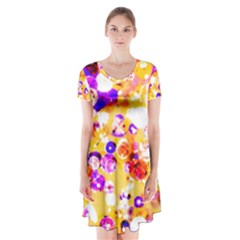 Summer Sequins Short Sleeve V-neck Flare Dress by essentialimage