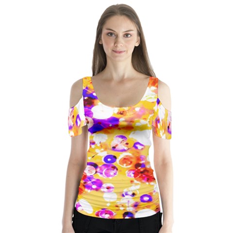 Summer Sequins Butterfly Sleeve Cutout Tee  by essentialimage